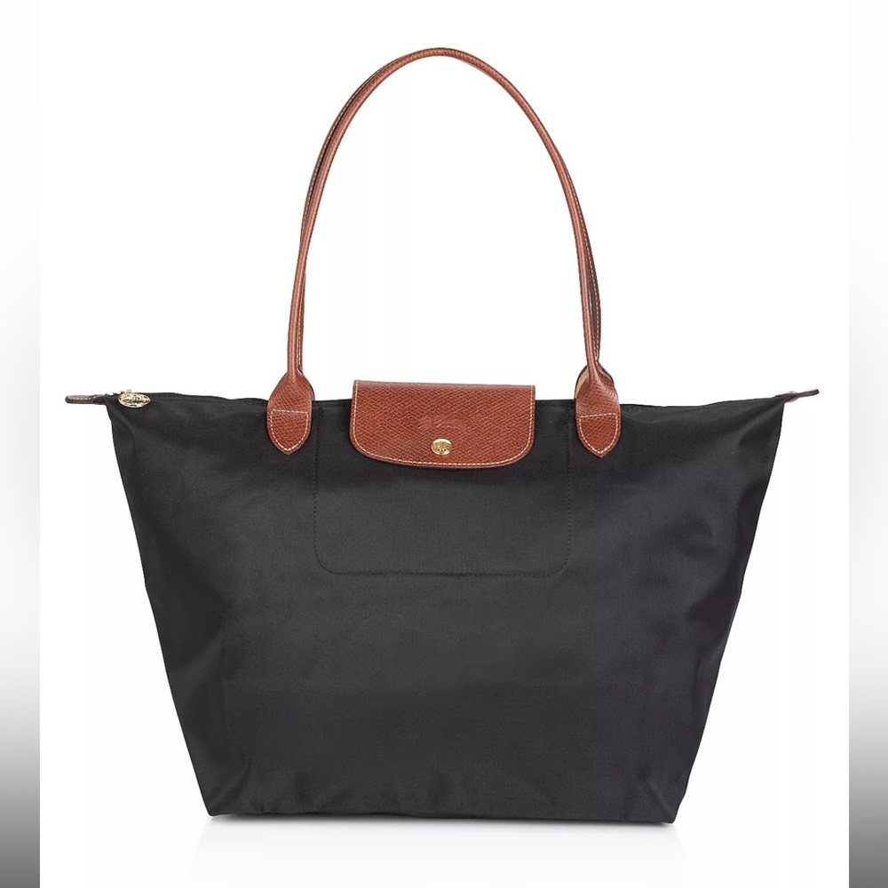 Le Pliage Large Nylon Shoulder Tote (Black)